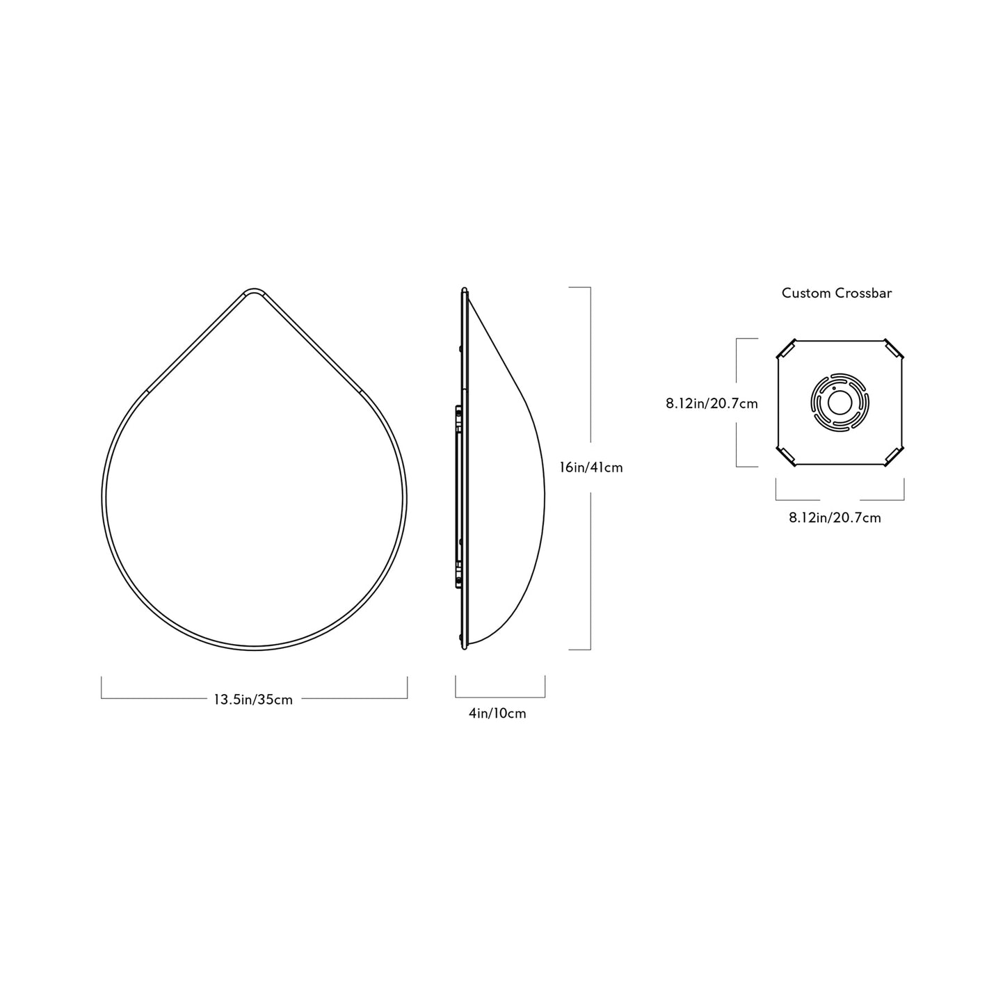 Odds and Ends Teardrop LED Bath Wall Light - line drawing.