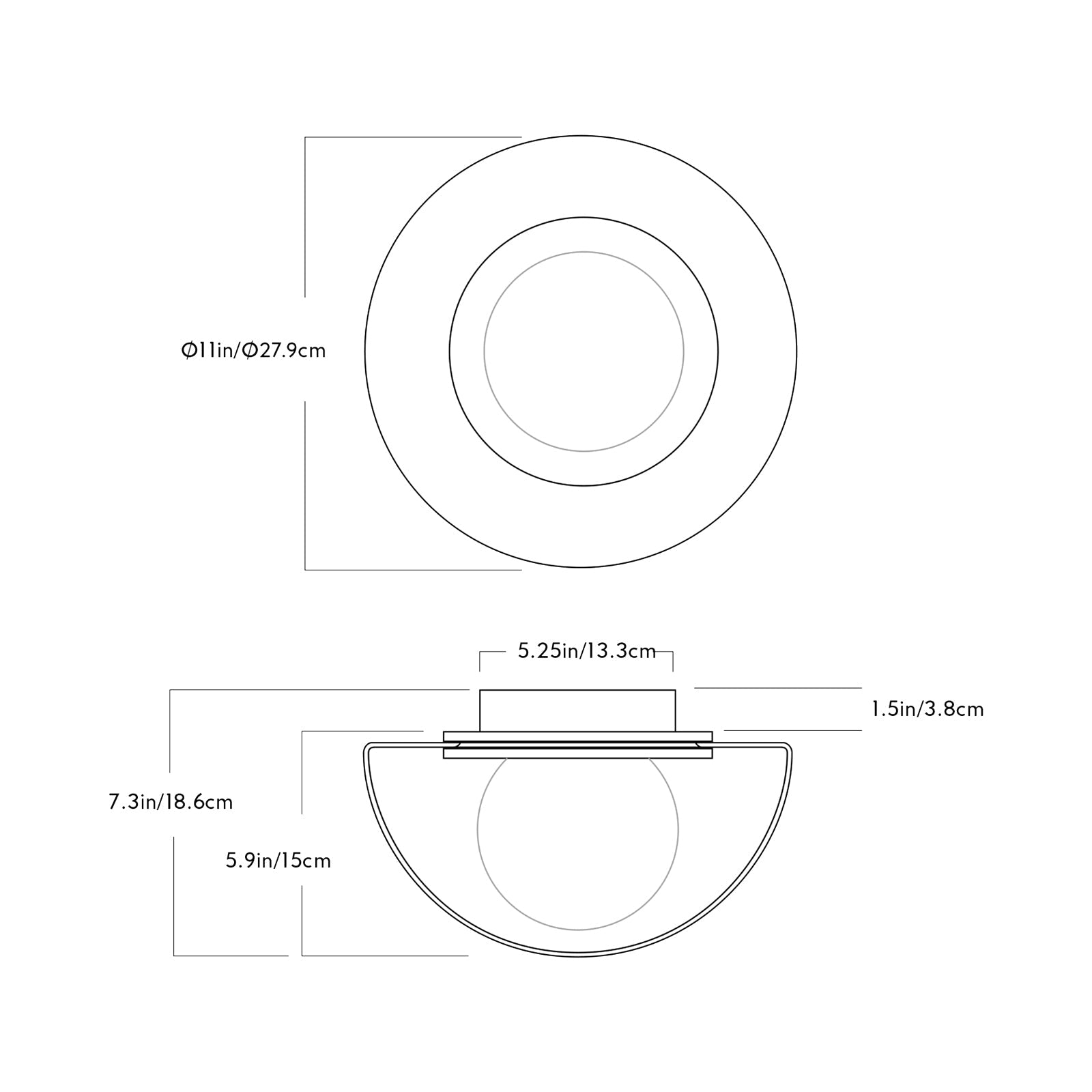 Pearl LED Flush Mount Ceiling Light - line drawing.