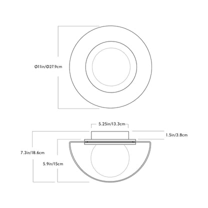 Pearl LED Flush Mount Ceiling Light - line drawing.