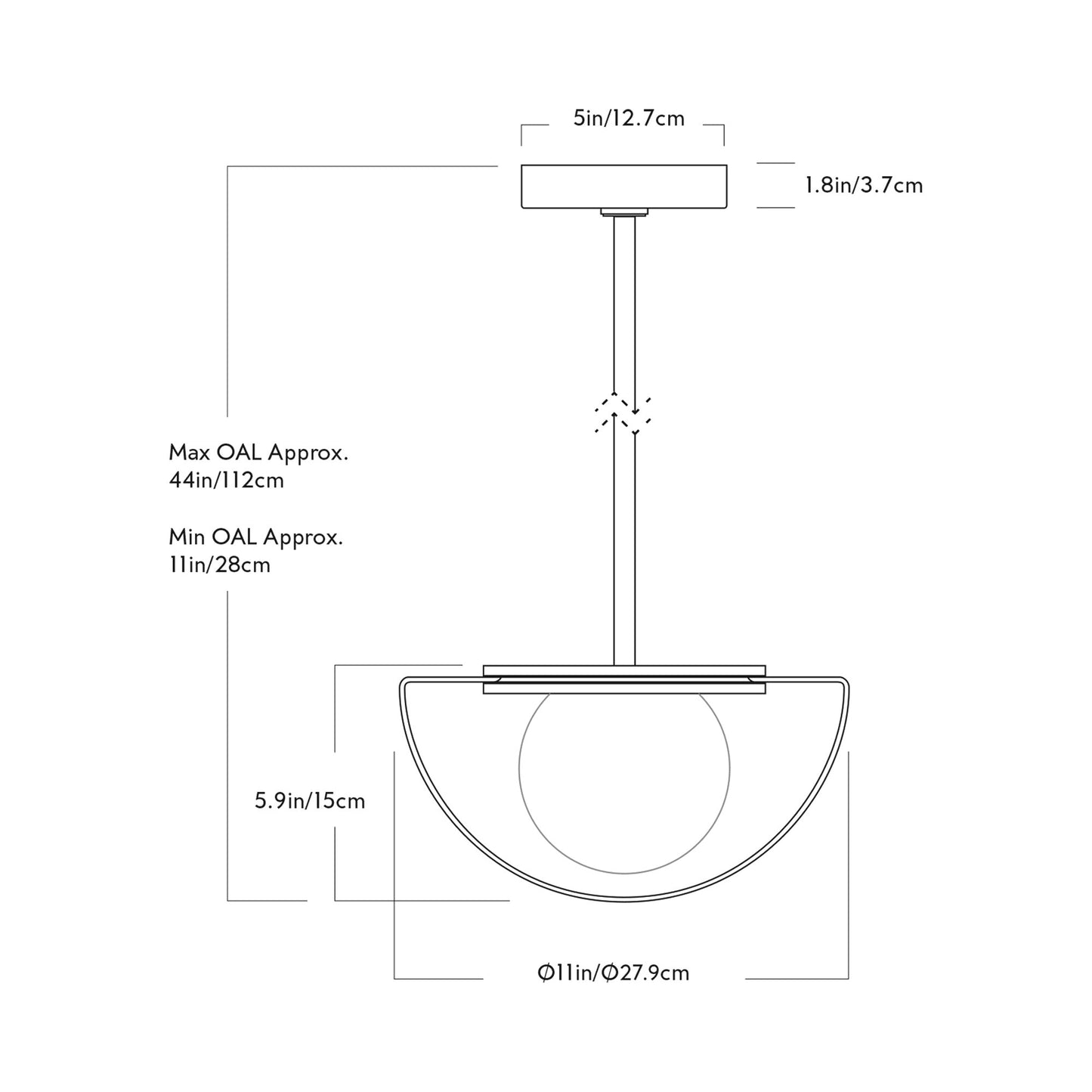 Pearl LED Pendant Light - line drawing.