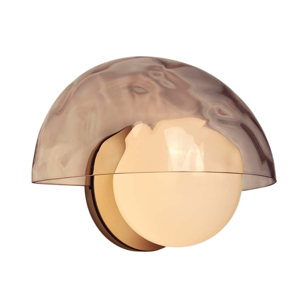Pearl LED Wall Light in Brass (Peach with Water Texture).