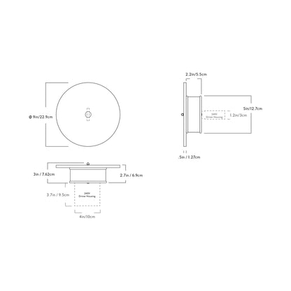 Pith LED Wall Light - line drawing.