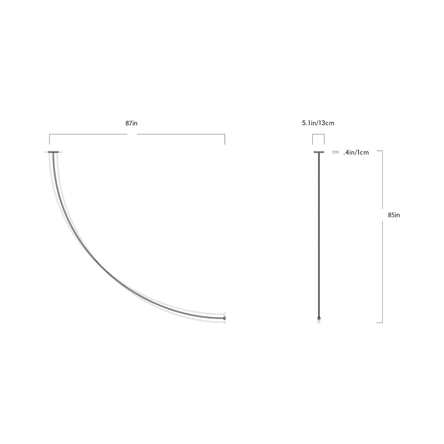 Pole LED Ceiling-to-Wall Light - line drawing.