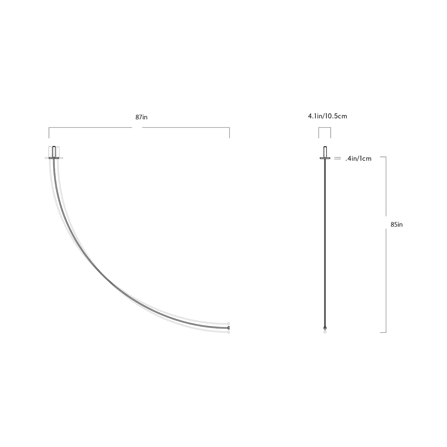 Pole LED Ceiling-to-Wall Light - line drawing.