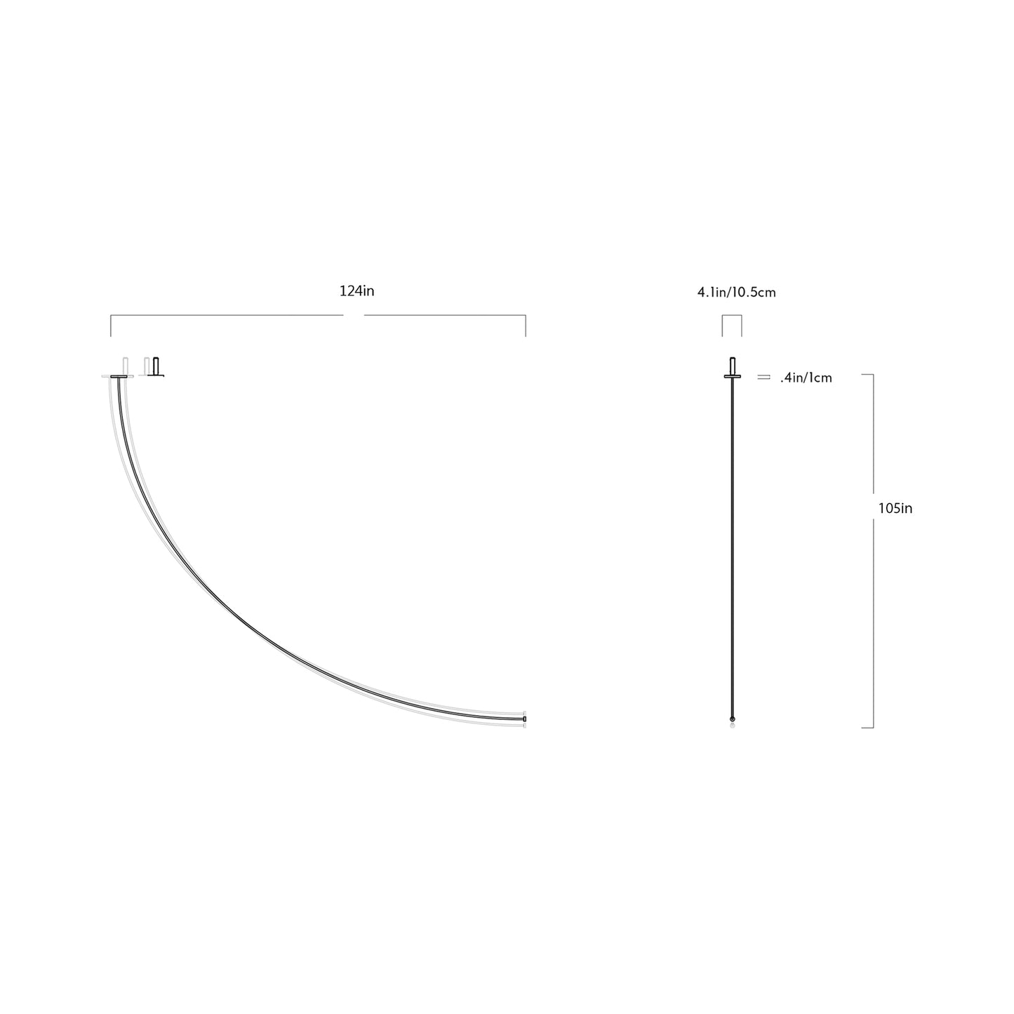 Pole LED Ceiling-to-Wall Light - line drawing.