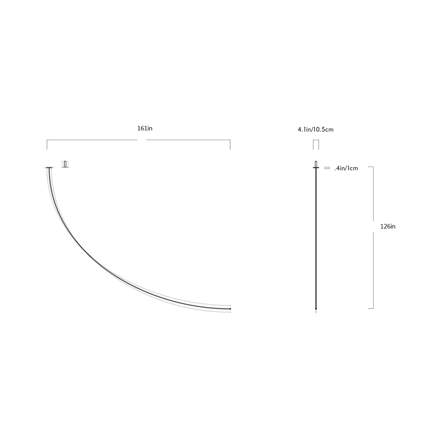 Pole LED Ceiling-to-Wall Light - line drawing.
