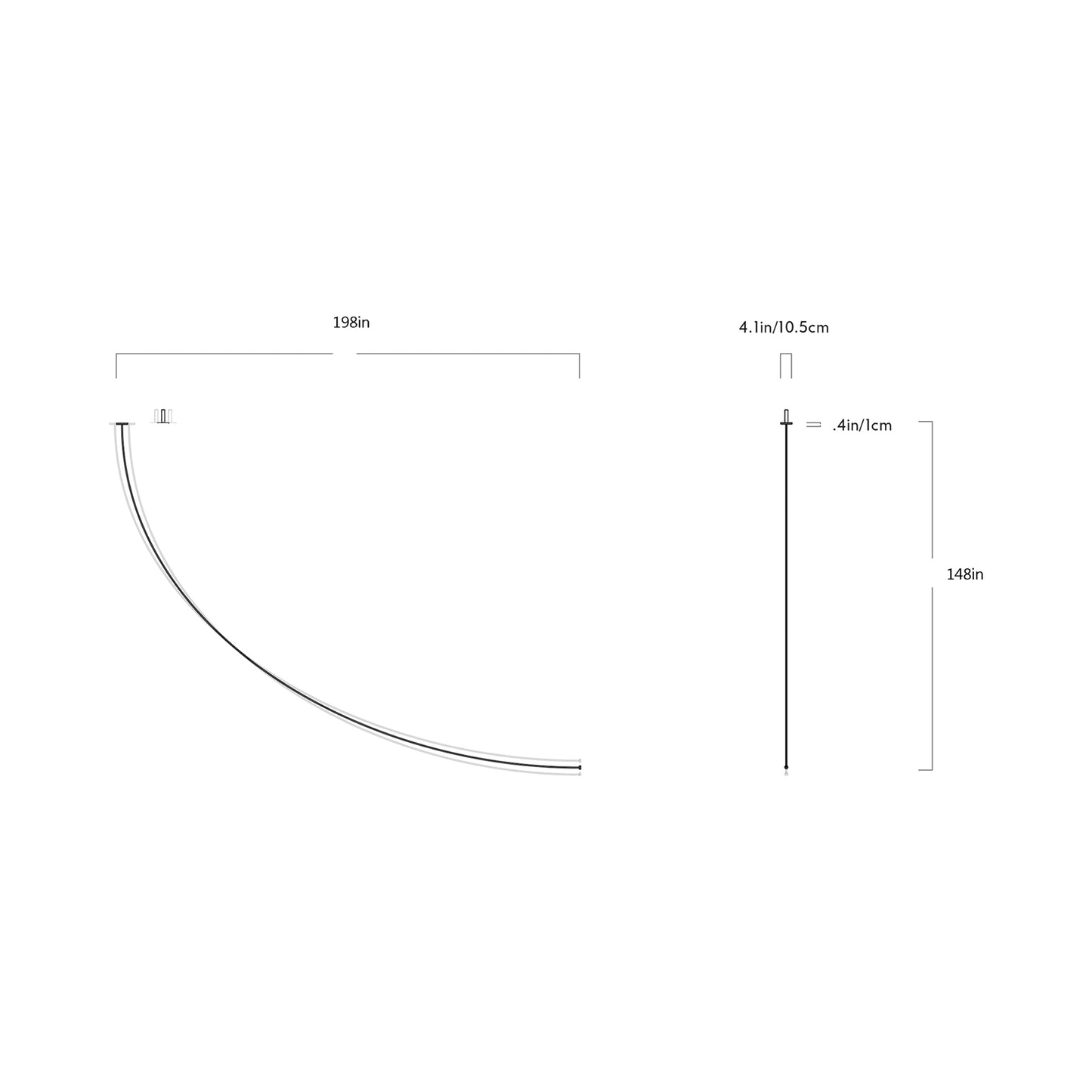 Pole LED Ceiling-to-Wall Light - line drawing.