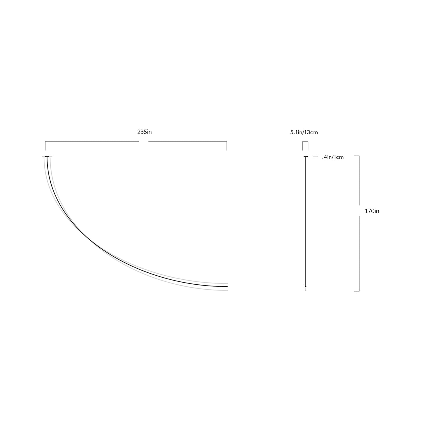 Pole LED Ceiling-to-Wall Light - line drawing.