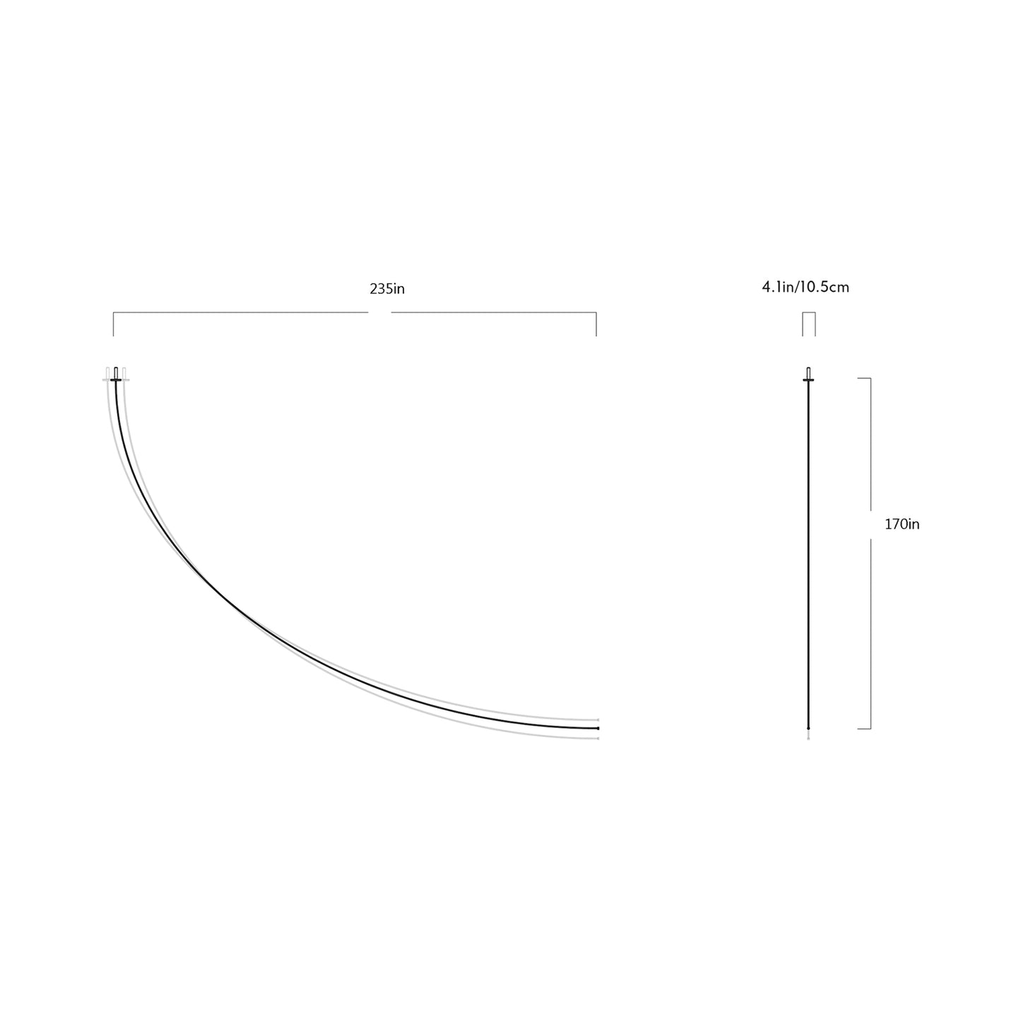 Pole LED Ceiling-to-Wall Light - line drawing.