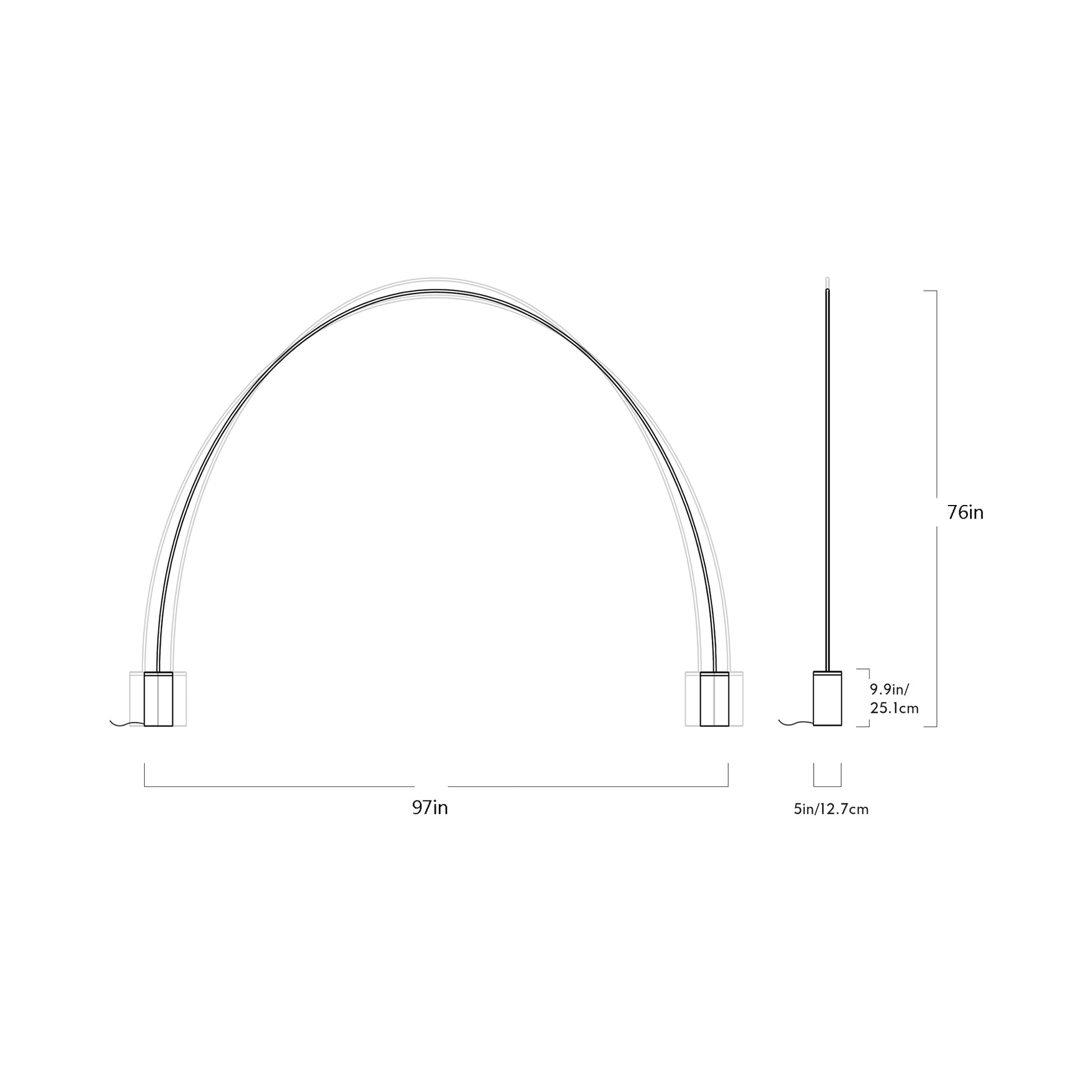 Pole LED Floor Lamp - line drawing.
