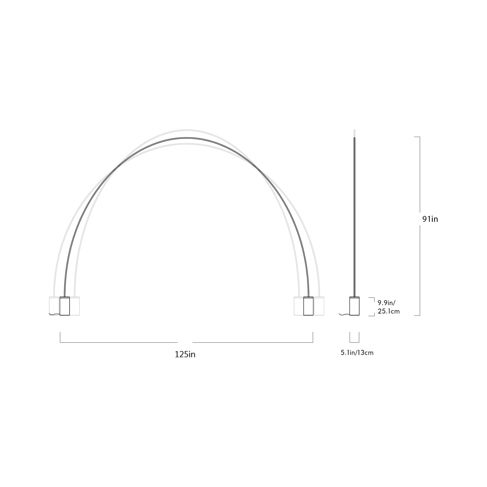 Pole LED Floor Lamp - line drawing.