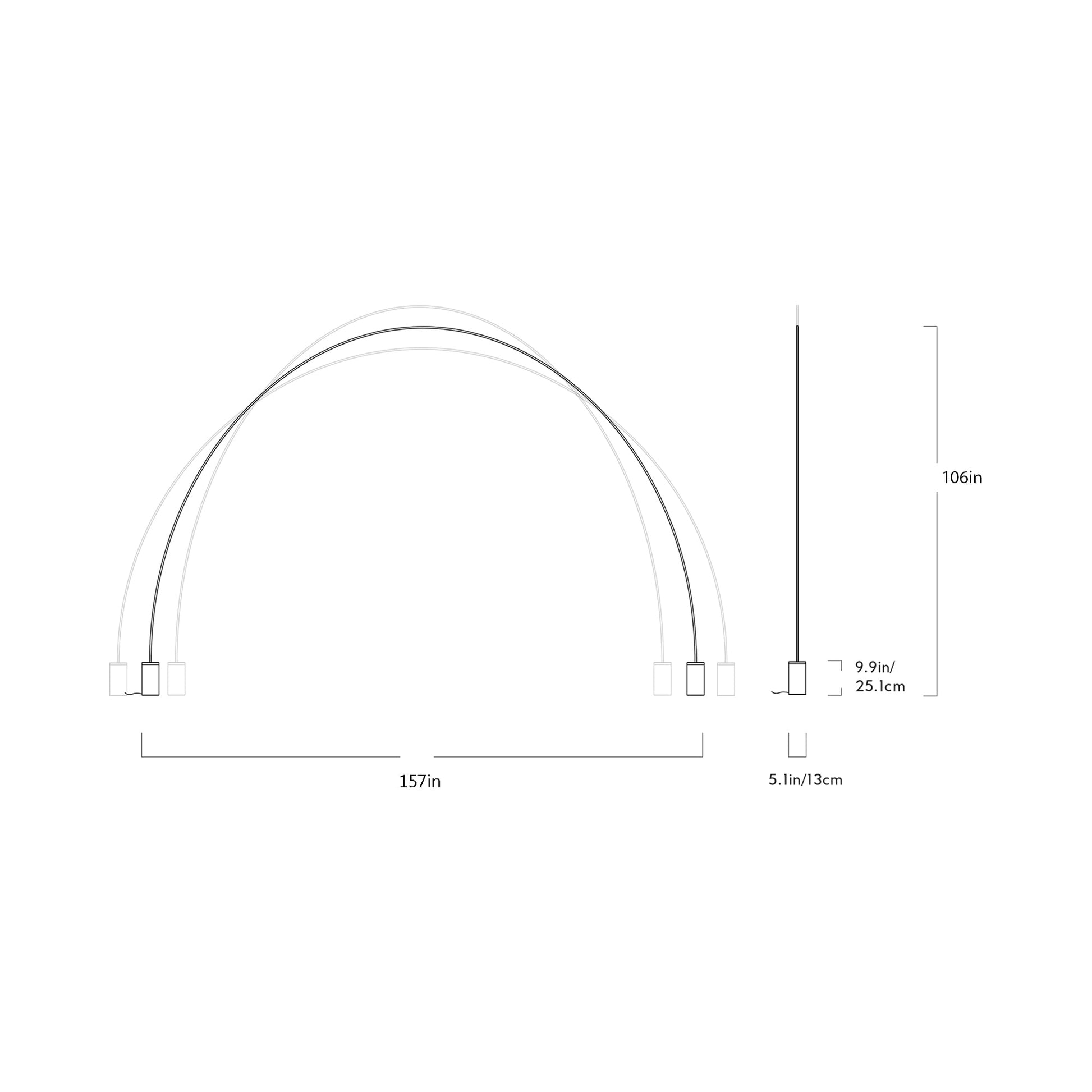 Pole LED Floor Lamp - line drawing.