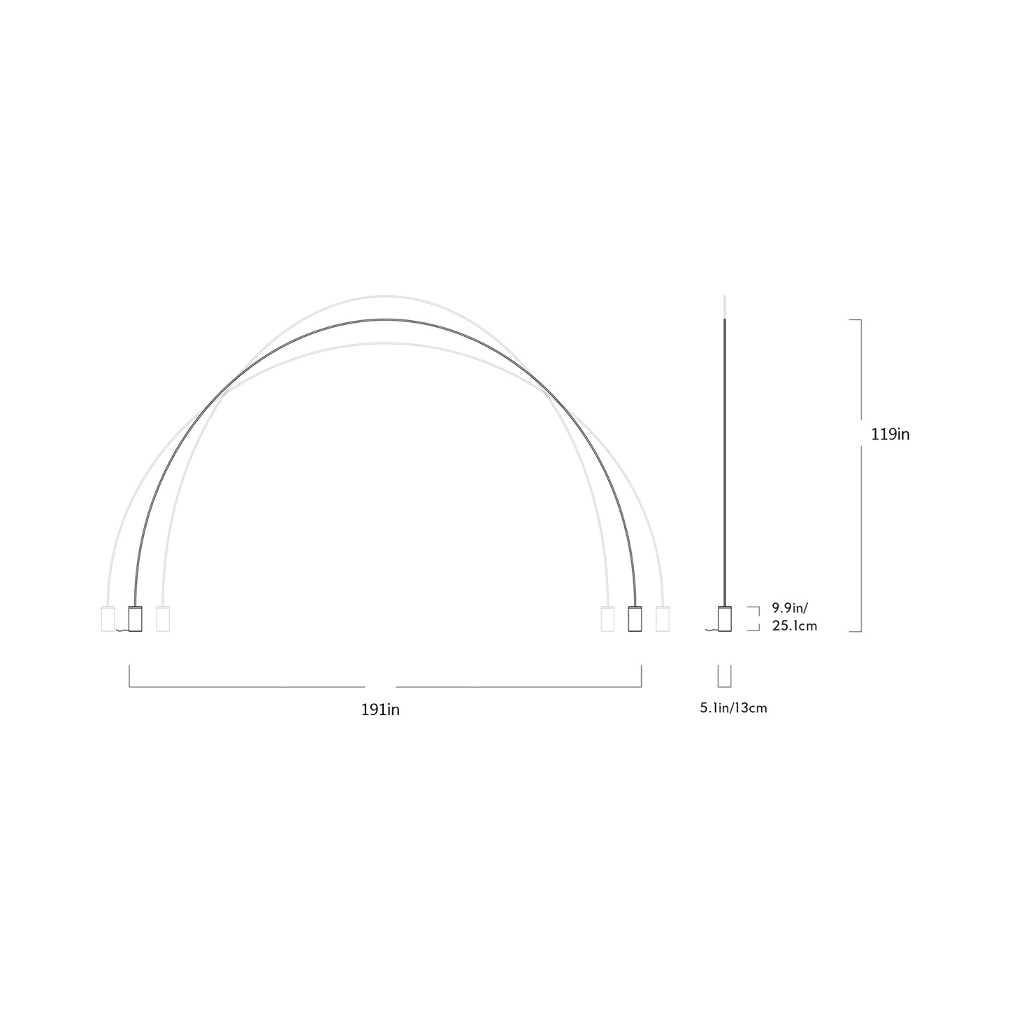 Pole LED Floor Lamp - line drawing.