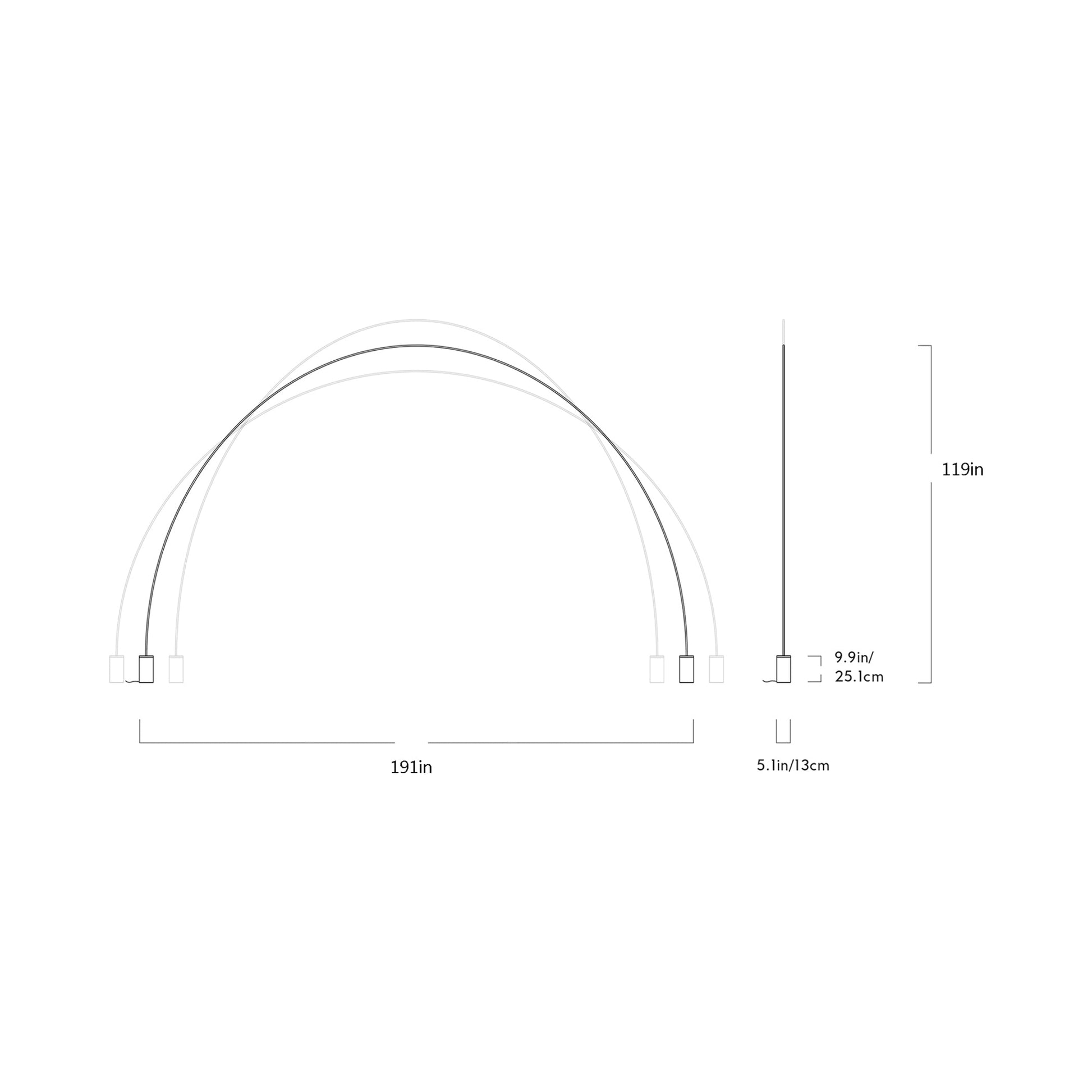 Pole LED Floor Lamp - line drawing.