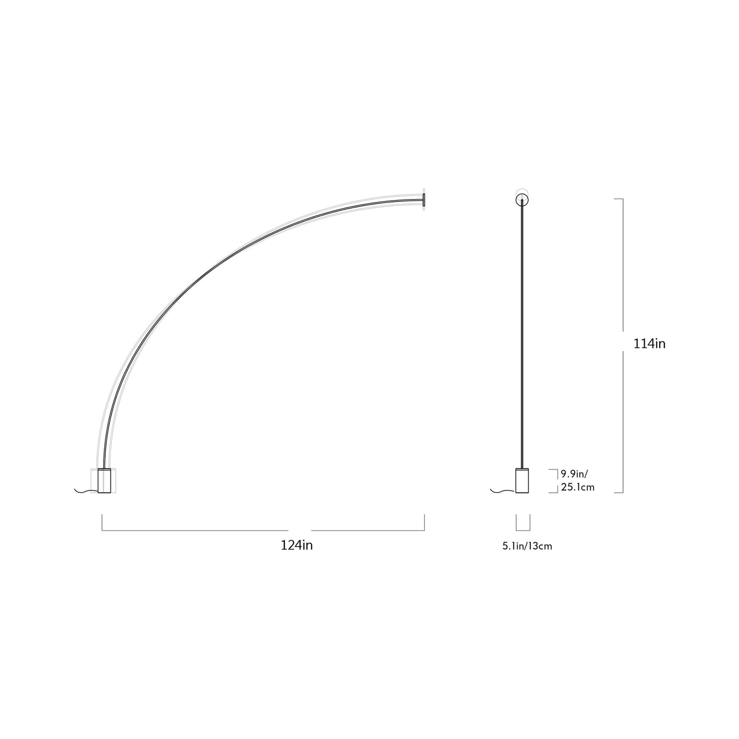 Pole LED Floor-to-Wall Lamp - line drawing.