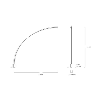 Pole LED Floor-to-Wall Lamp - line drawing.
