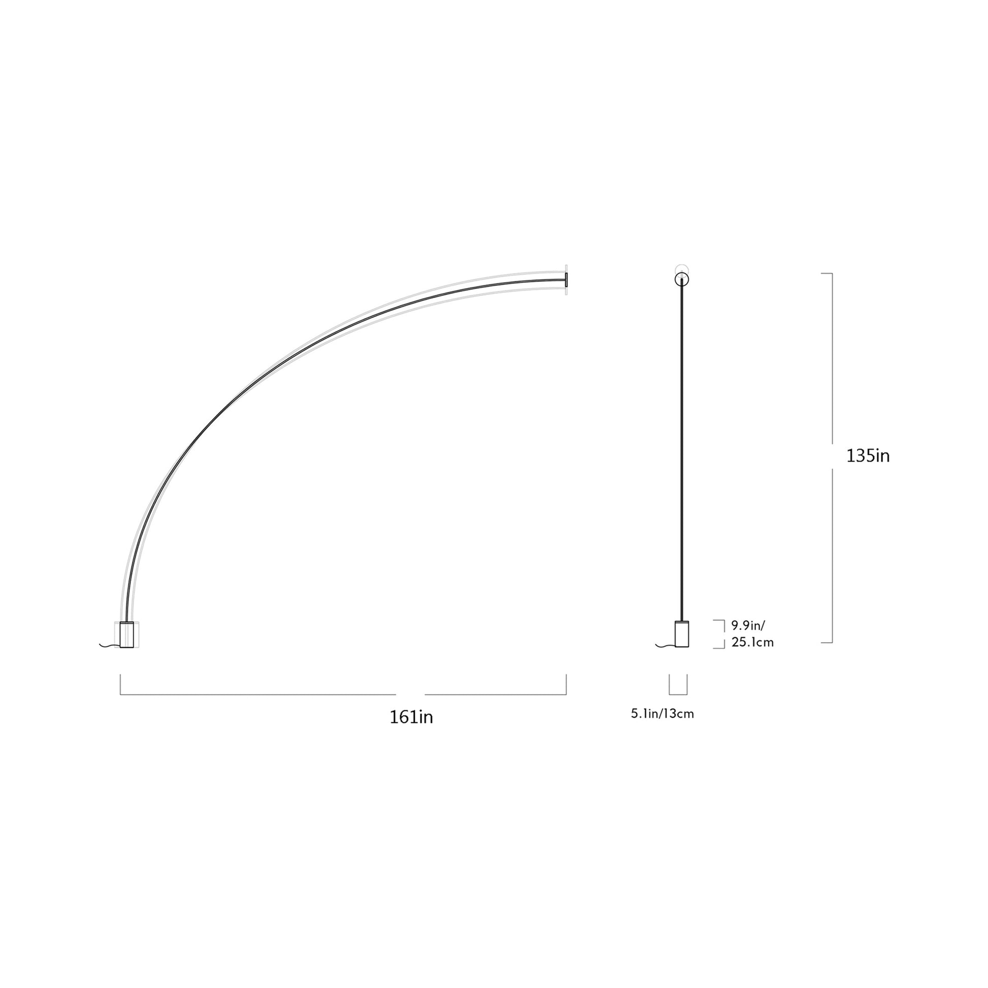 Pole LED Floor-to-Wall Lamp - line drawing.