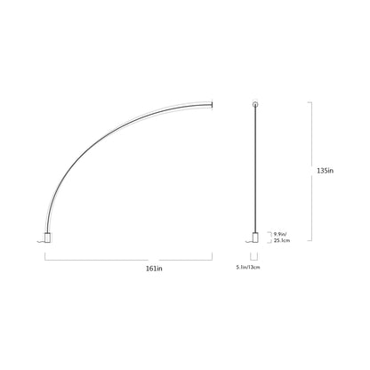 Pole LED Floor-to-Wall Lamp - line drawing.