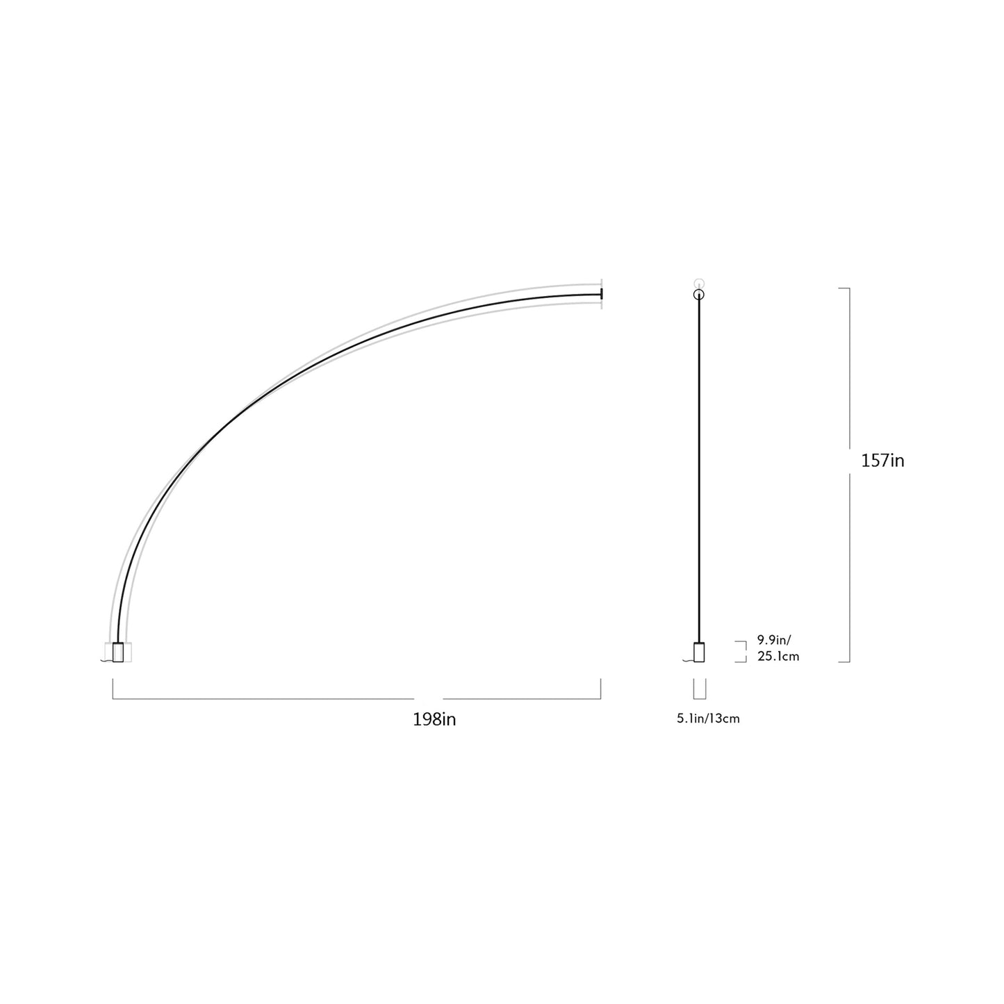Pole LED Floor-to-Wall Lamp - line drawing.
