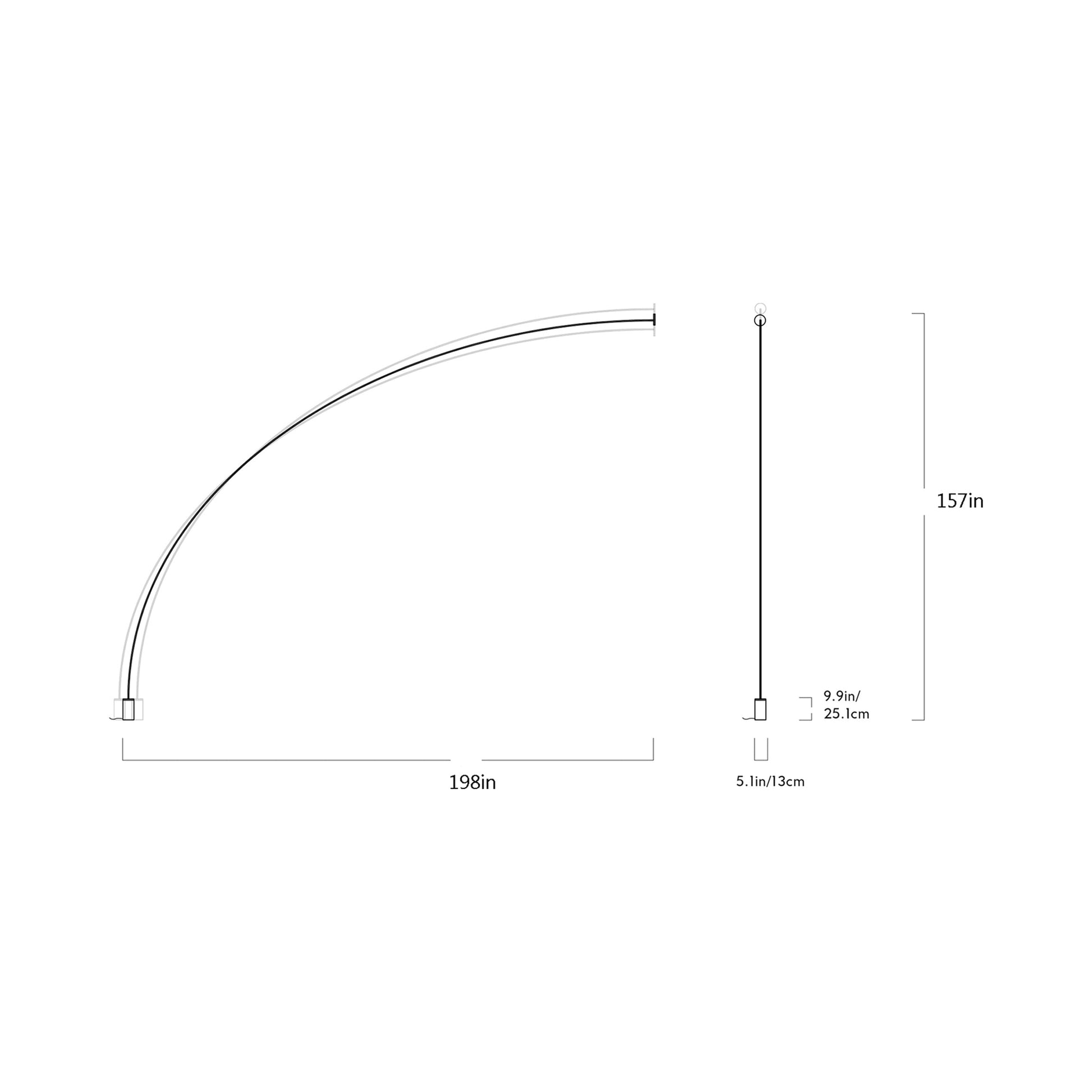 Pole LED Floor-to-Wall Lamp - line drawing.