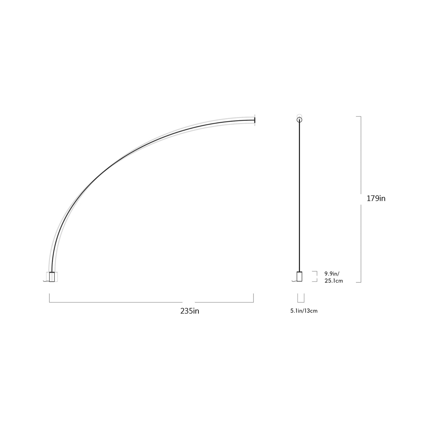 Pole LED Floor-to-Wall Lamp - line drawing.