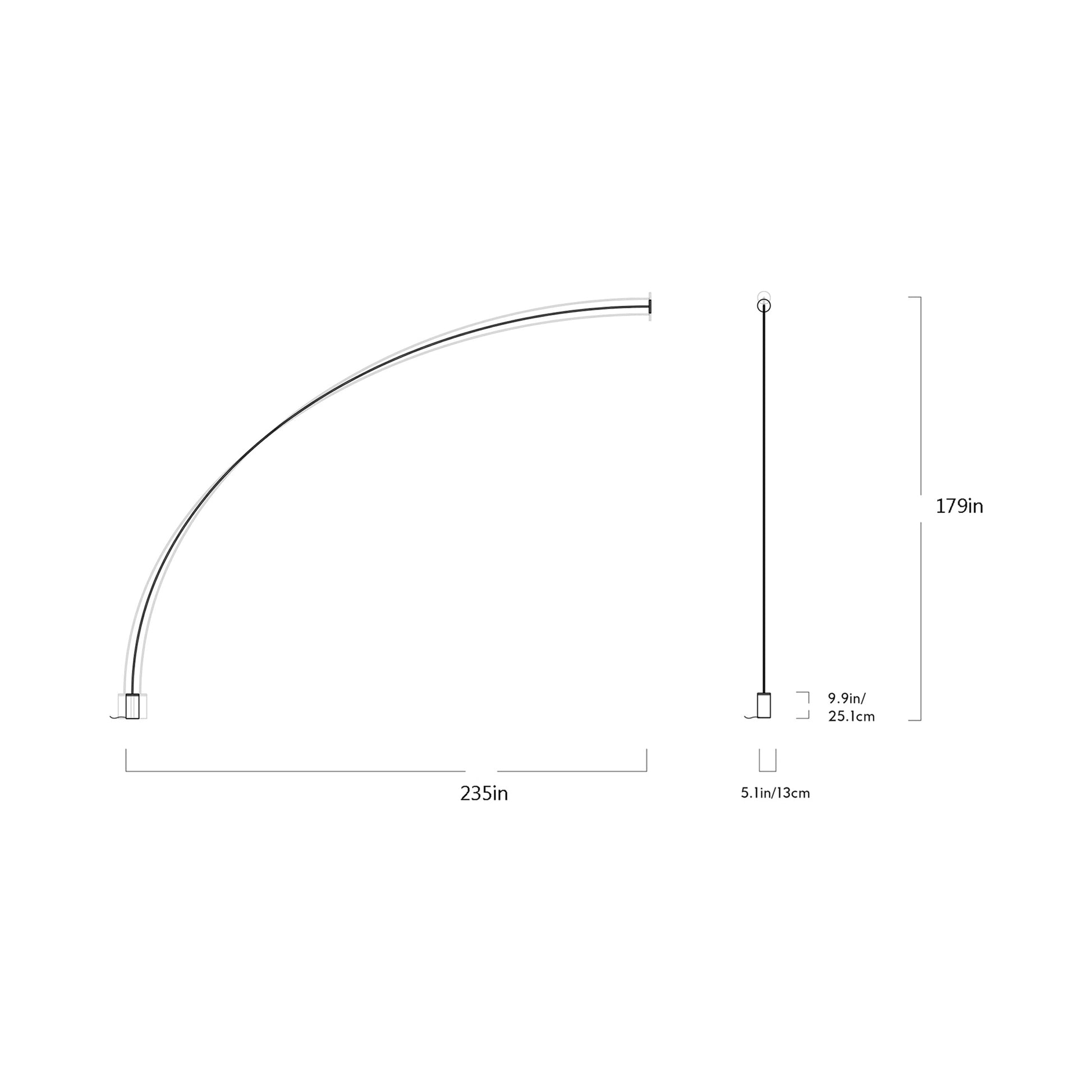 Pole LED Floor-to-Wall Lamp - line drawing.
