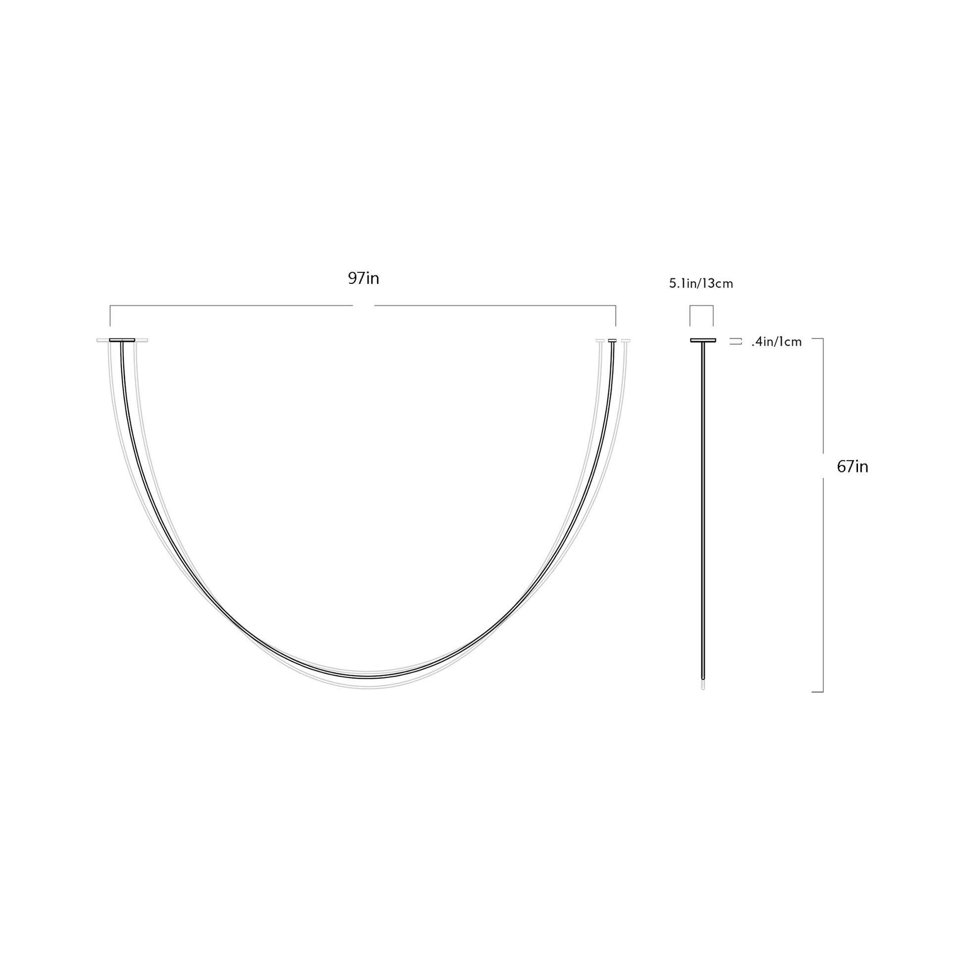 Pole LED Flush Mount Ceiling Light - line drawing.
