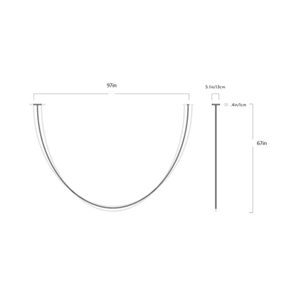 Pole LED Flush Mount Ceiling Light - line drawing.
