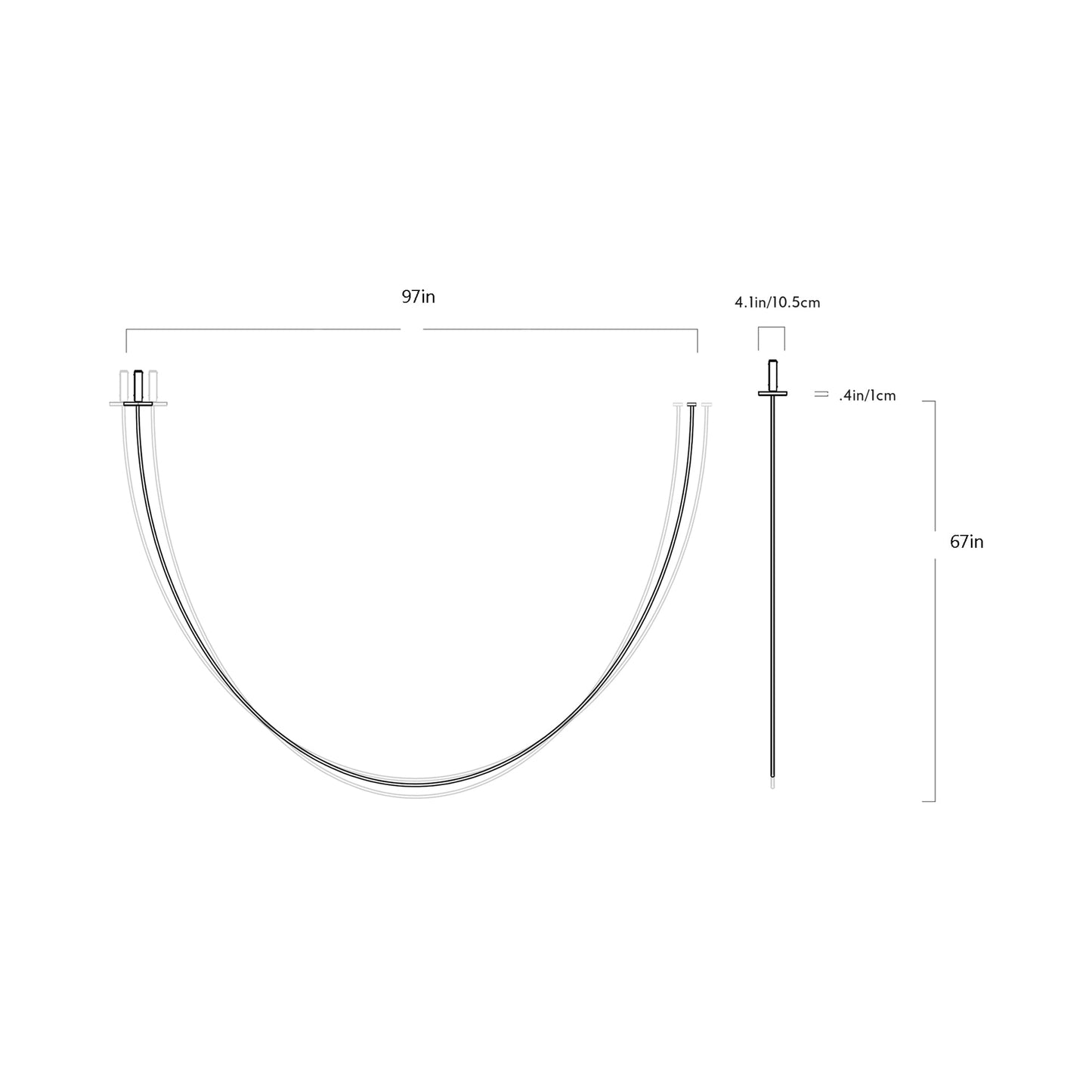 Pole LED Flush Mount Ceiling Light - line drawing.
