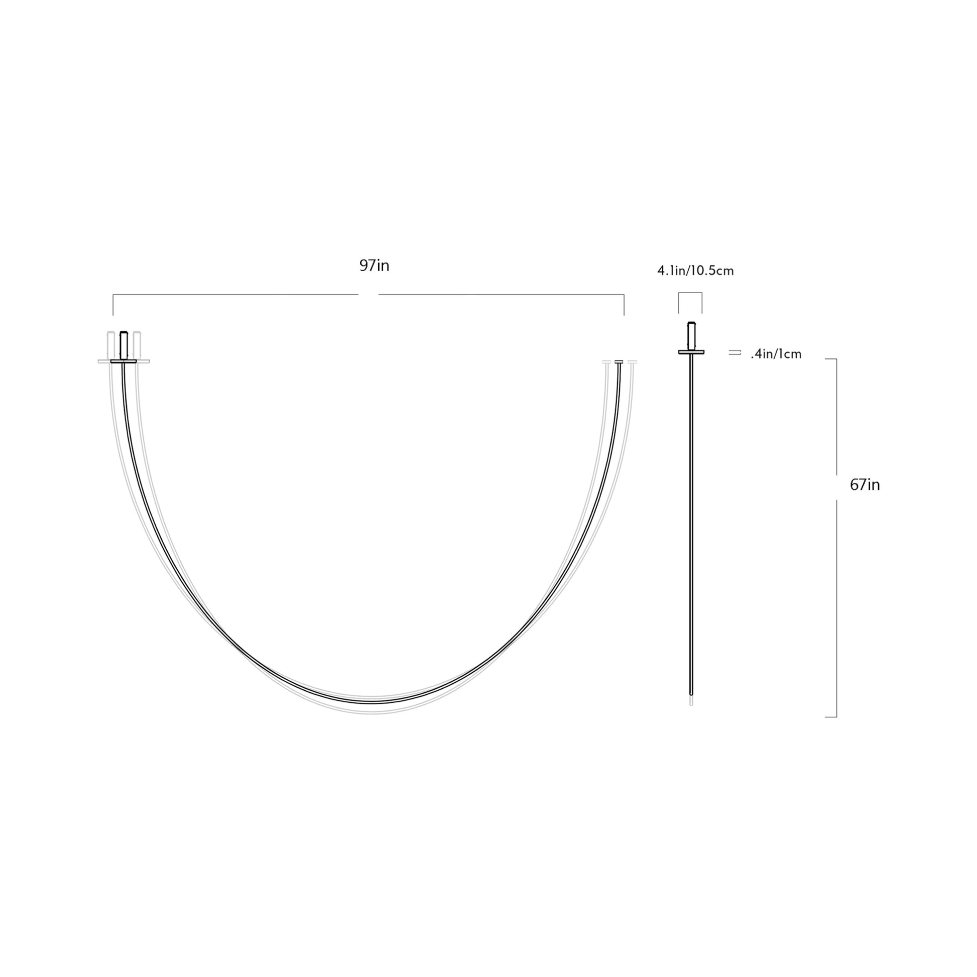 Pole LED Flush Mount Ceiling Light - line drawing.