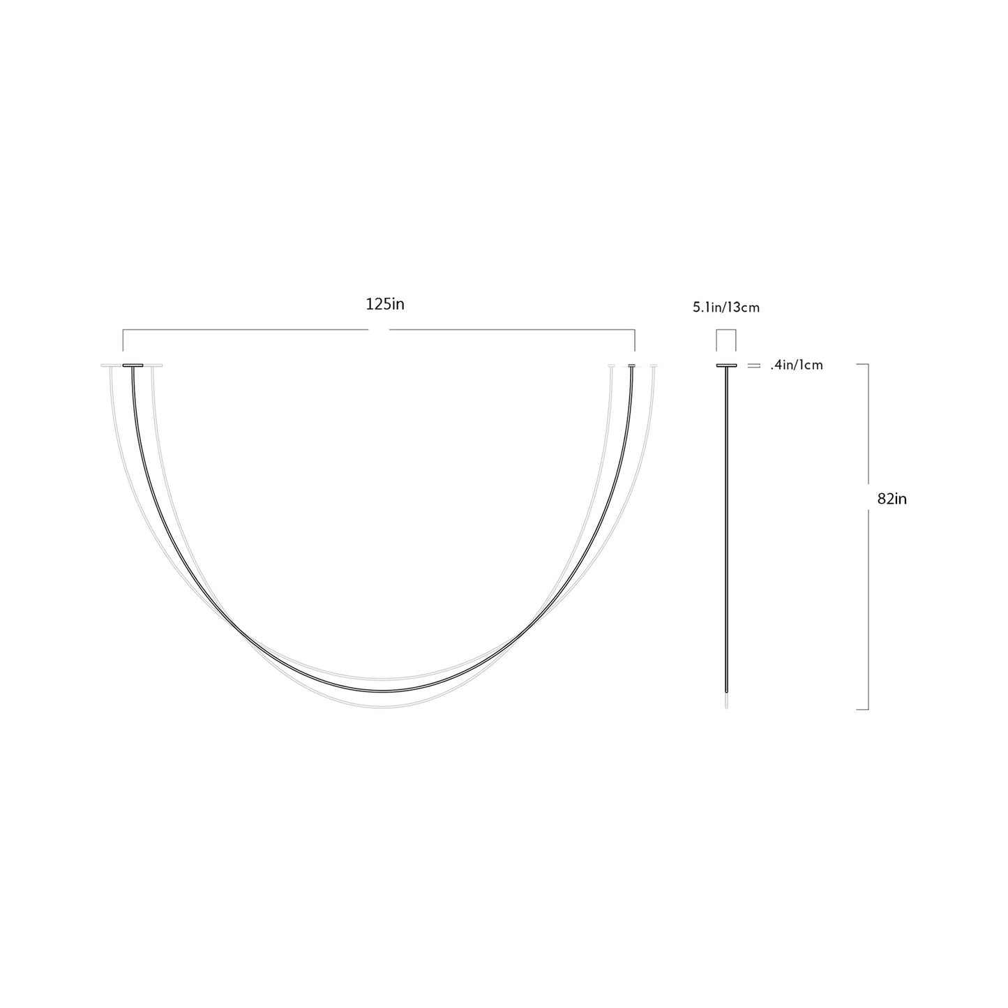 Pole LED Flush Mount Ceiling Light - line drawing.