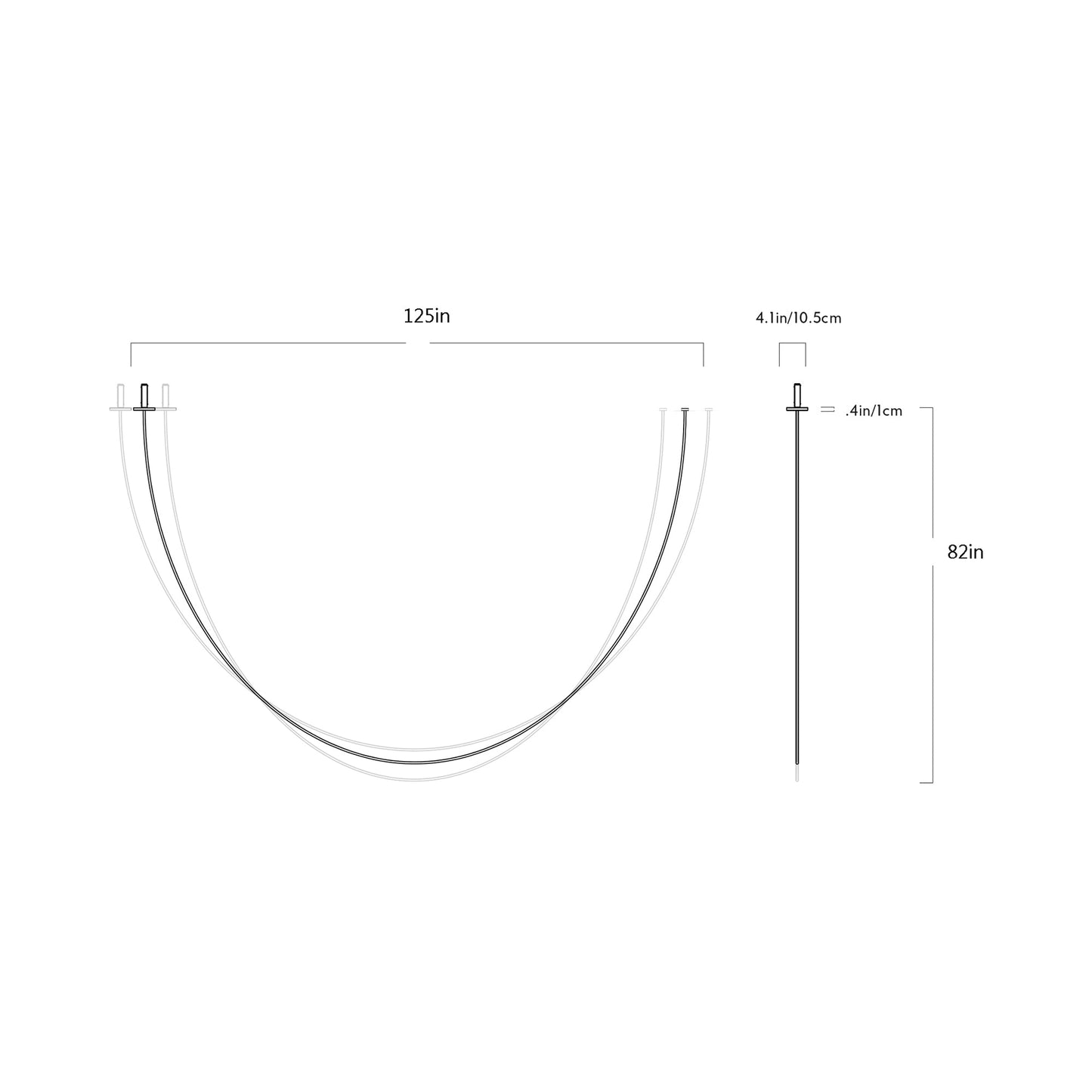 Pole LED Flush Mount Ceiling Light - line drawing.