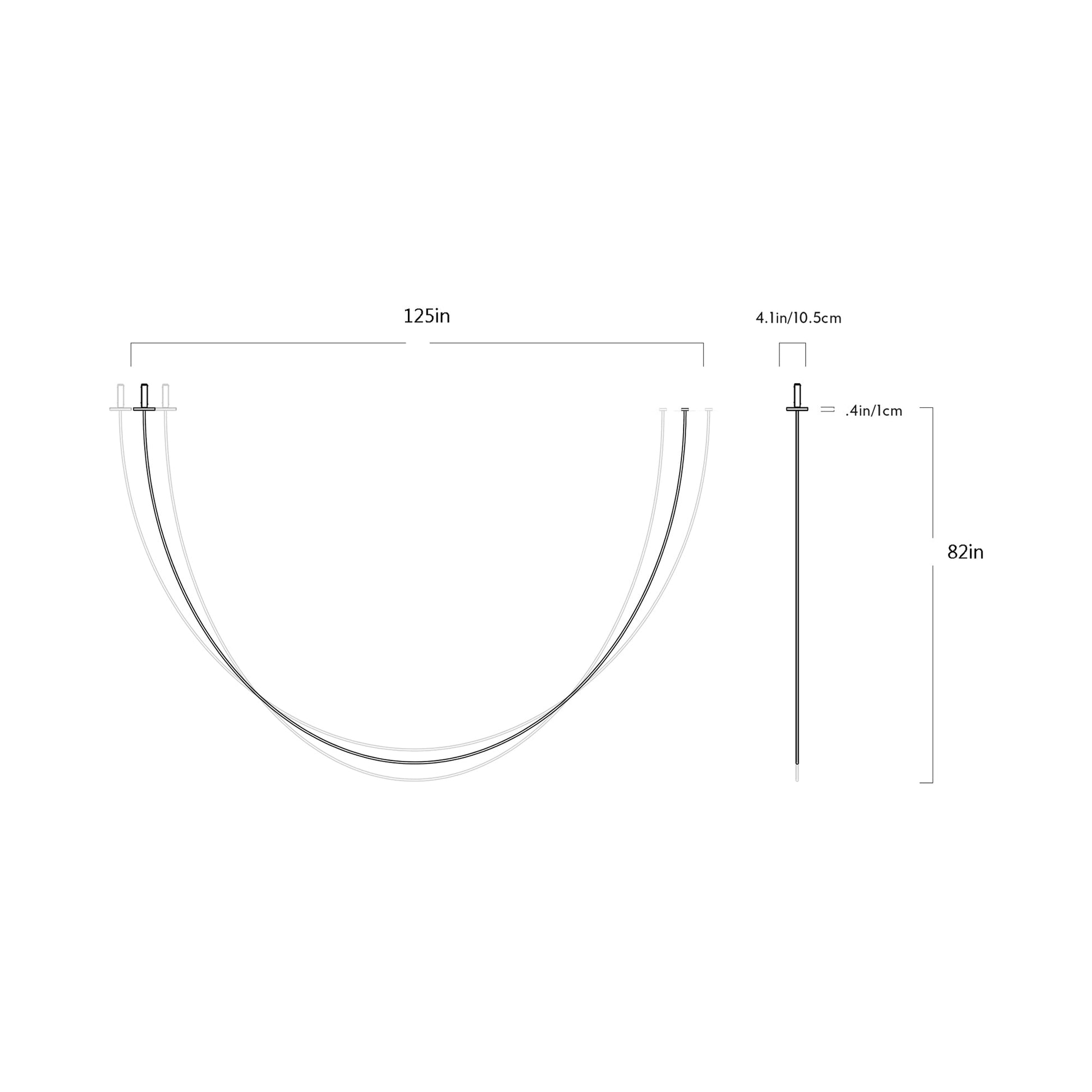Pole LED Flush Mount Ceiling Light - line drawing.