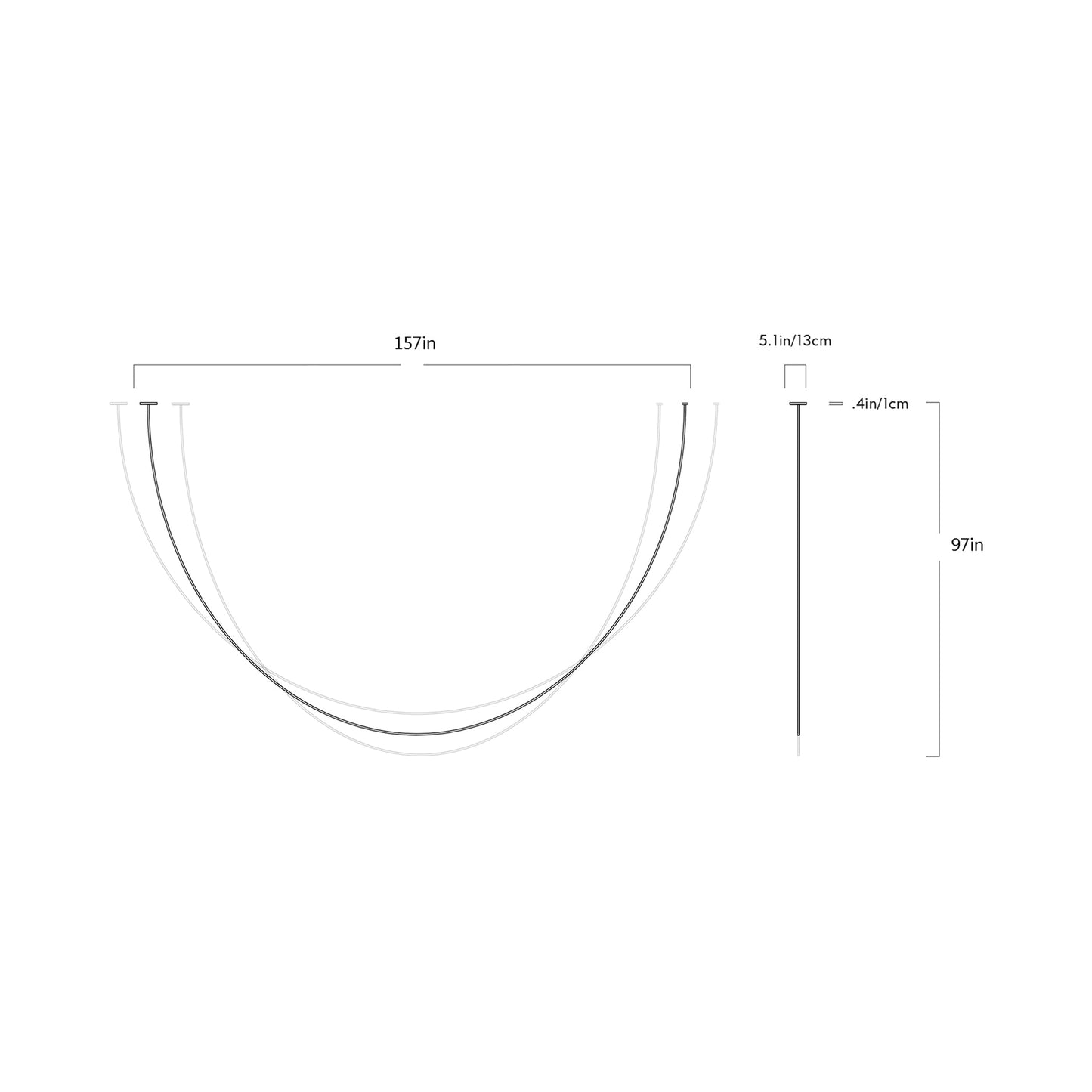 Pole LED Flush Mount Ceiling Light - line drawing.
