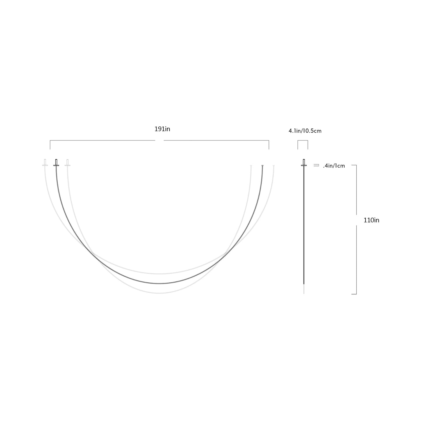 Pole LED Flush Mount Ceiling Light - line drawing.