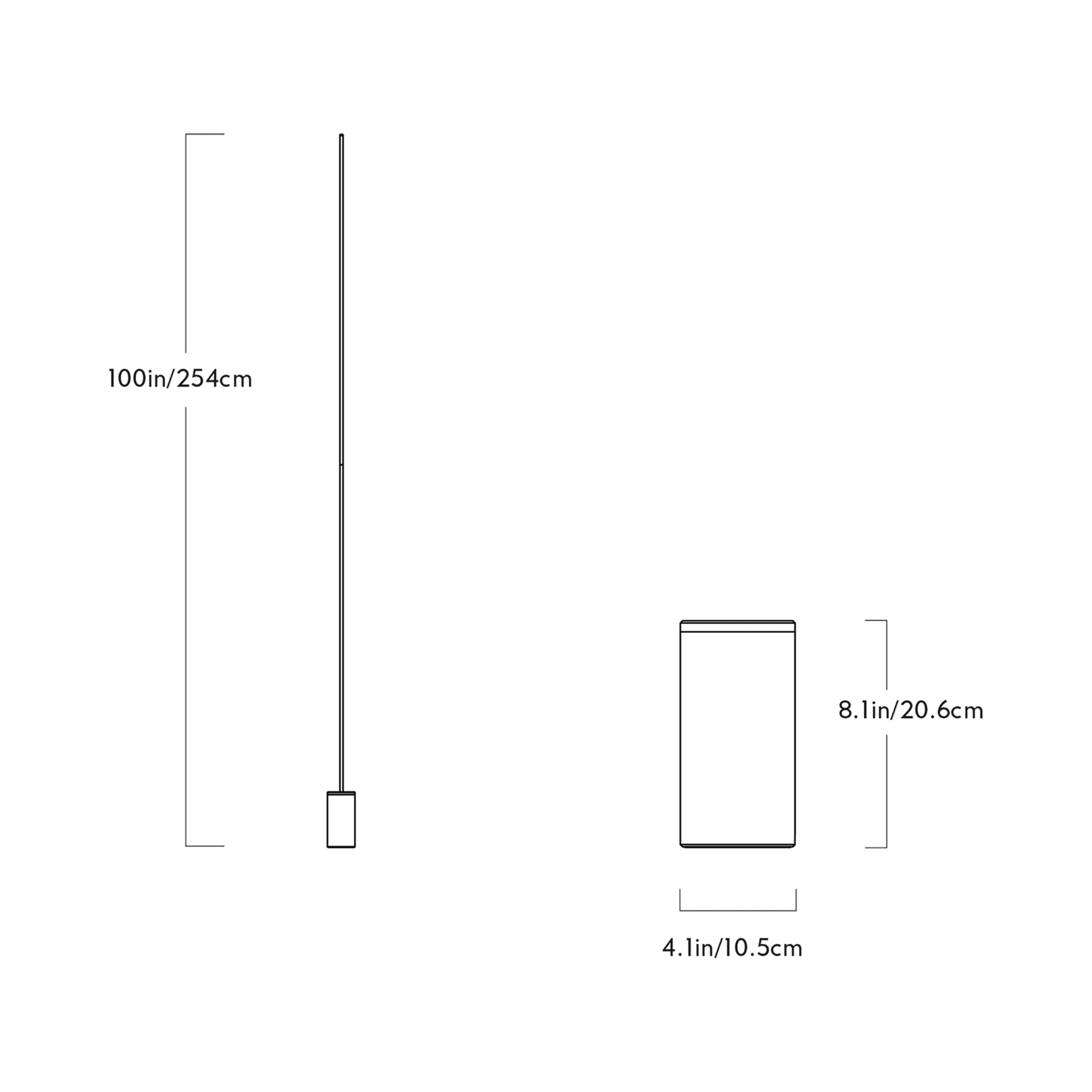 Pole Vertical LED Floor Lamp - line drawing.