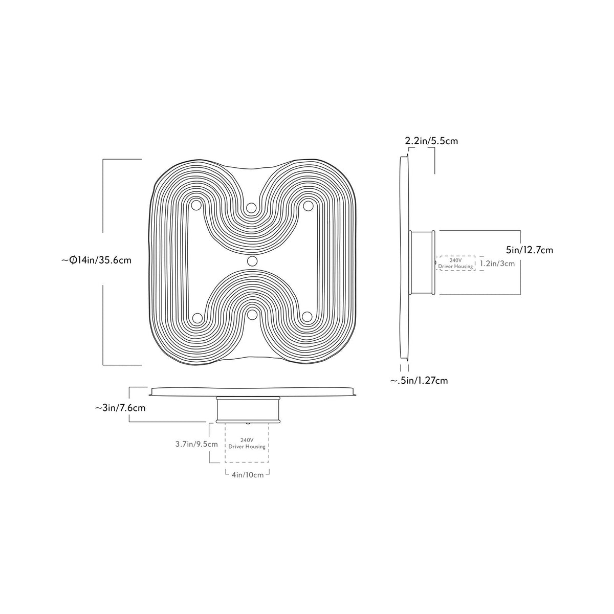 Resonance IV LED Wall Light - line drawing.