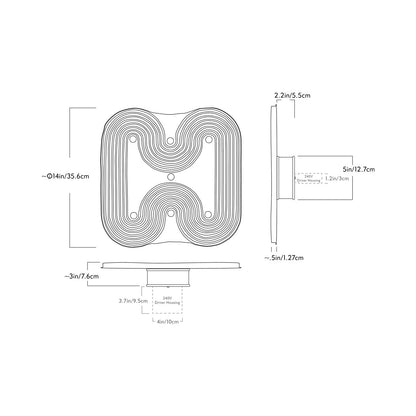 Resonance IV LED Wall Light - line drawing.