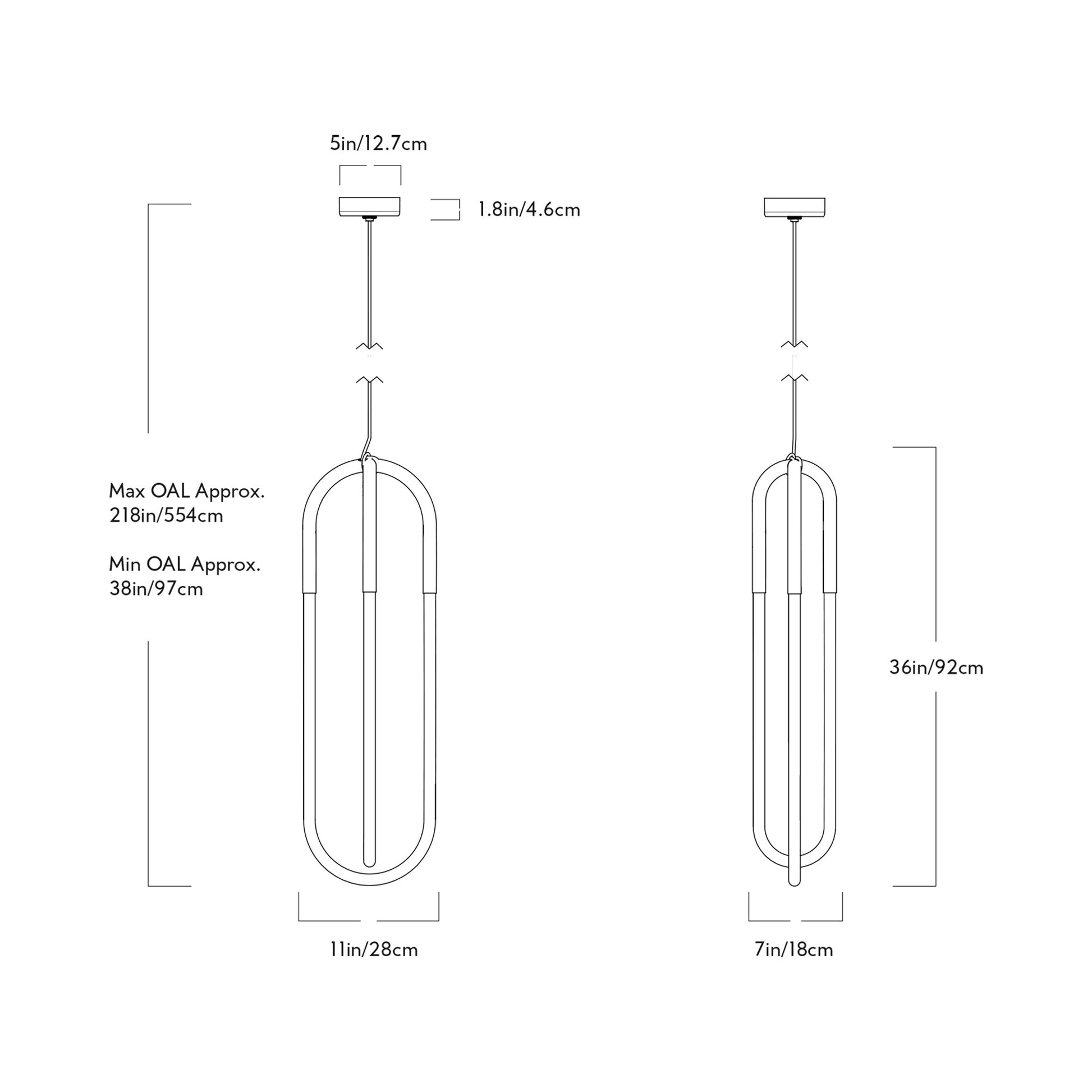 Rudi Double Loop LED Pendant Light - line drawing.