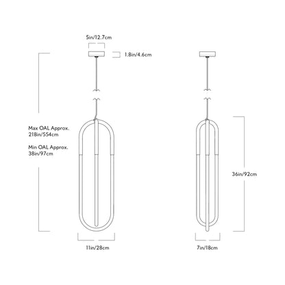 Rudi Double Loop LED Pendant Light - line drawing.