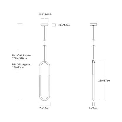 Rudi LED Pendant Light - line drawing.