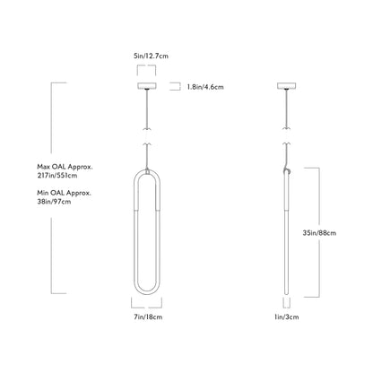 Rudi LED Pendant Light - line drawing.