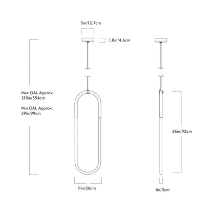 Rudi LED Pendant Light - line drawing.