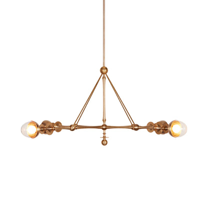 Rue Sala Four Arm LED Pendant Light in Unlacquered Brass (Clear Glass).