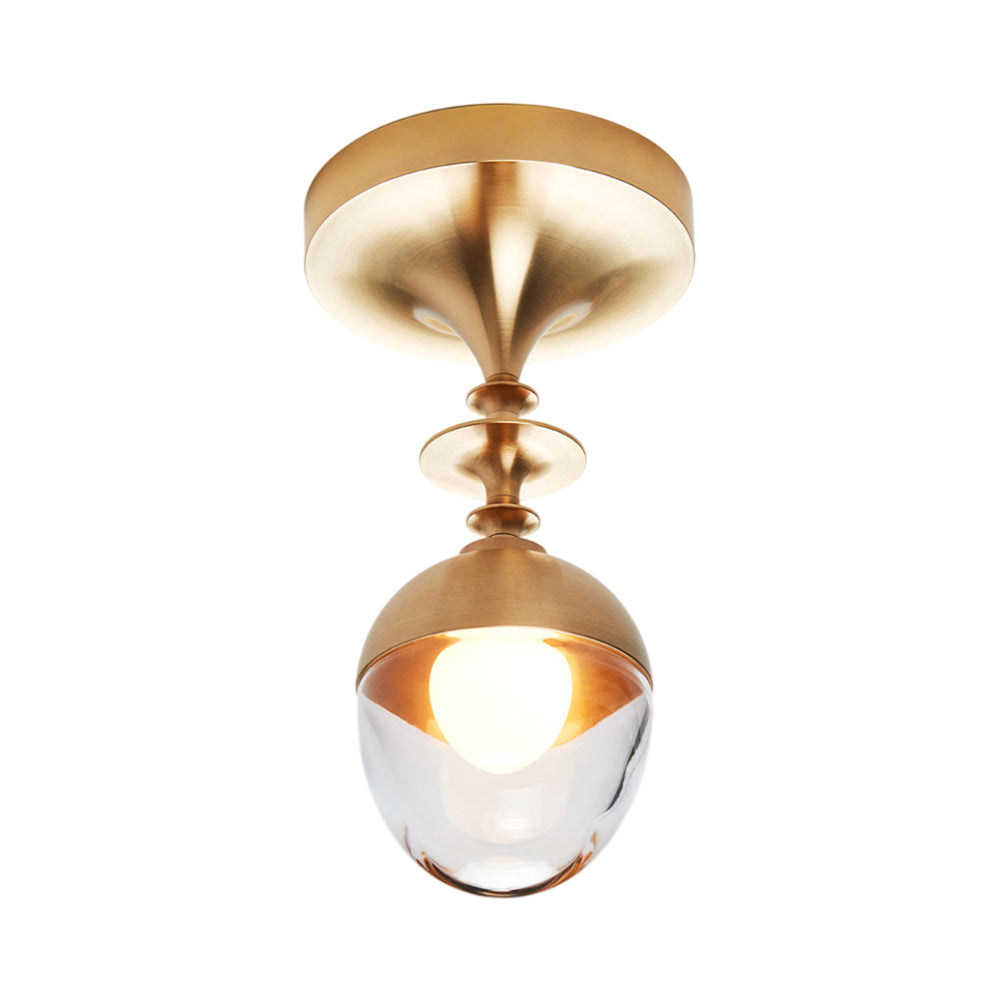 Rue Sala LED Flush Mount Ceiling Light in Unlacquered Brushed Brass (Clear Glass).