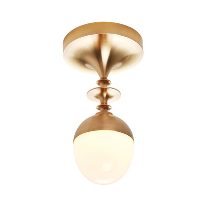 Rue Sala LED Flush Mount Ceiling Light in Unlacquered Brushed Brass (Opal Glass).