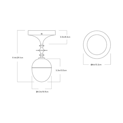 Rue Sala LED Flush Mount Ceiling Light - line drawing.