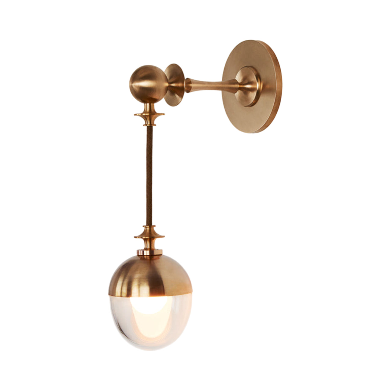 Rue Sala LED Wall Light in Unlacquered Brass (Clear Glass).