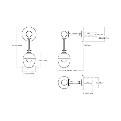 Rue Sala LED Wall Light - line drawing.