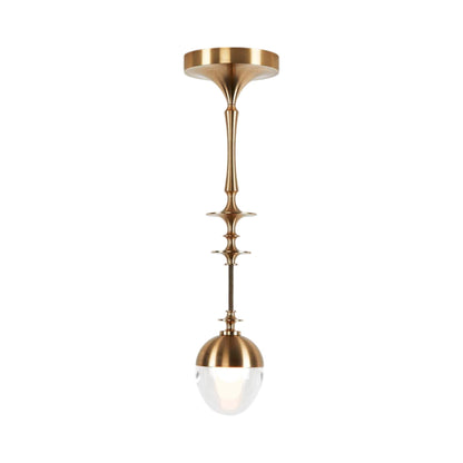 Rue Sala Single LED Pendant Light in Unlacquered Brushed Brass (Clear Glass).